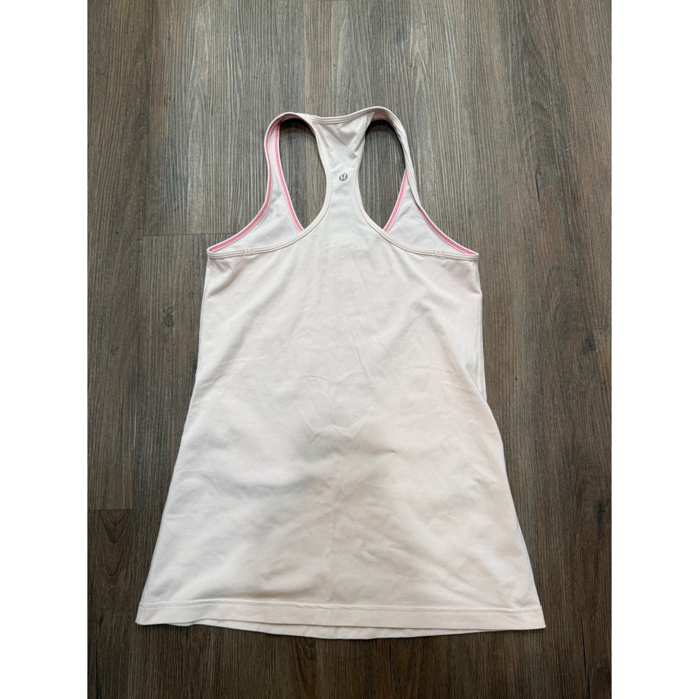 Lululemon Womens Racerback Athletic Tank Top Pale Pink Contrast Trim Size 6 2641